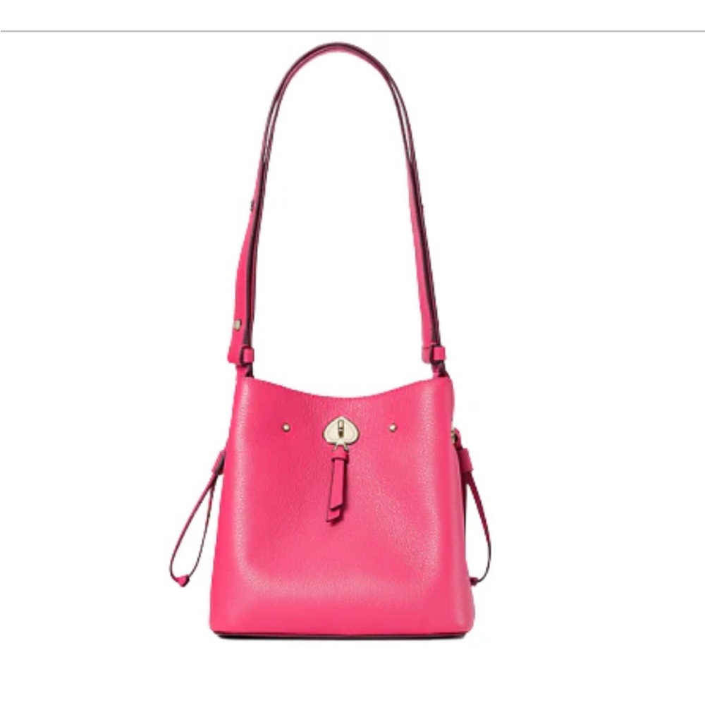 Kate Spade Marti Convertible Pebbled Leather bucket bag in carnation pink - Picture 2 of 16